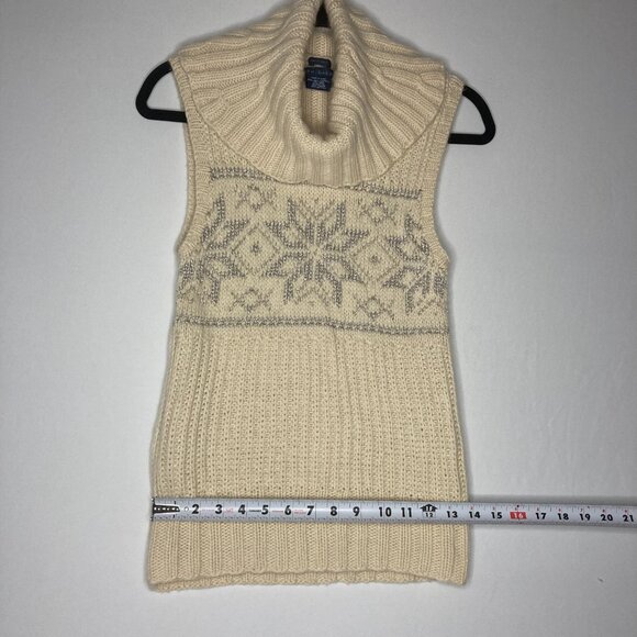 Vintage 90s RALPH LAUREN BLUE LABEL Sweater Vest Cashmere Wool Ivory Snowflake M - Picture 7 of 16